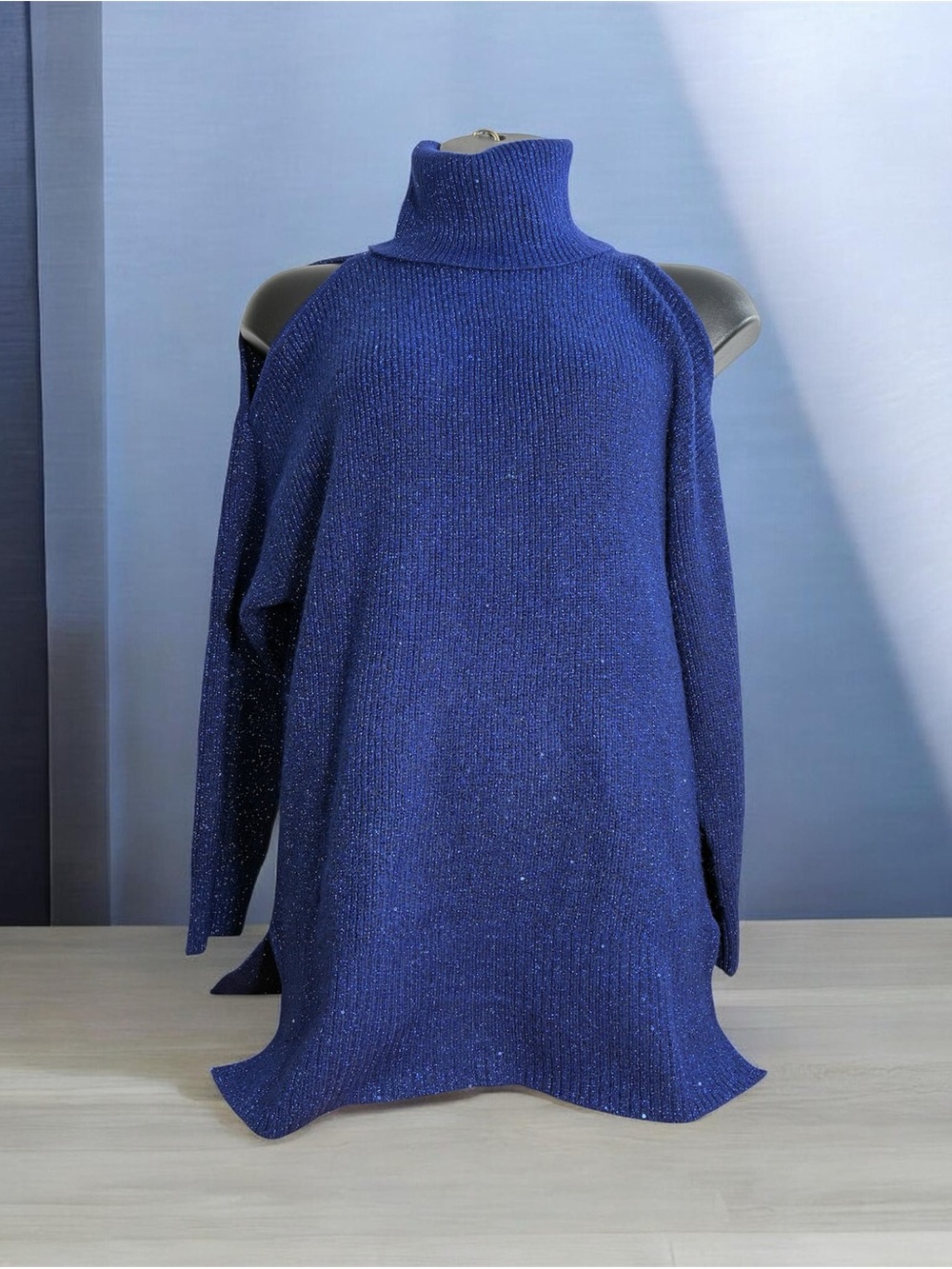 INC International Concepts Sparkle Turtleneck Sweater - Royal Blue